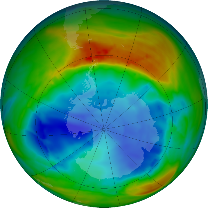 Antarctic ozone map for 04 August 2007
